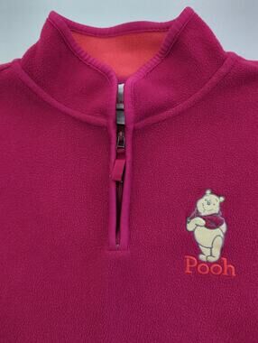 VTG Disney Store Exclusive Winnie the Pooh QTR Zip Fleece womens size M Fuschia